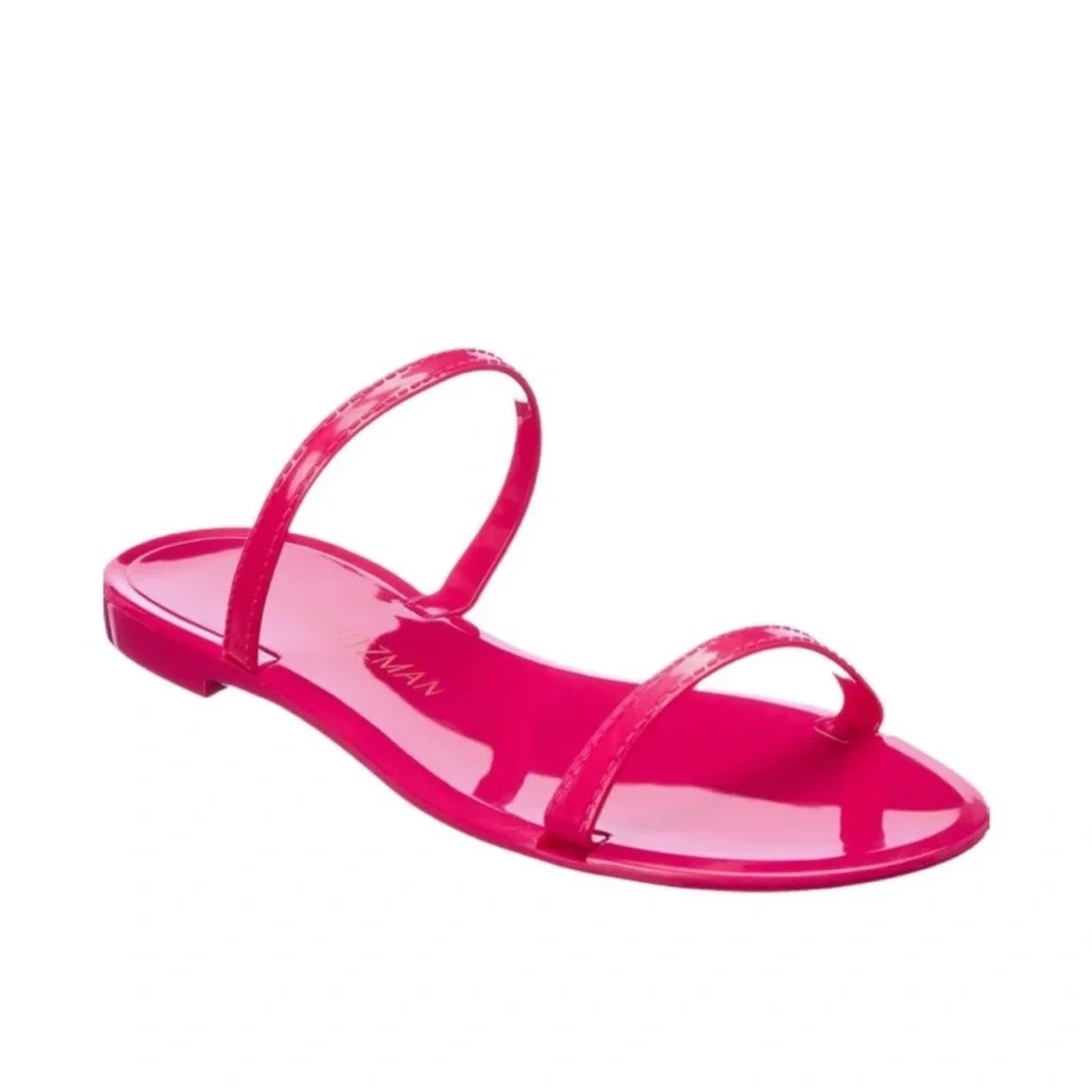 NEW Stuart Weitzman Magenta pink Sawyer jelly‎ slide semi sheer rubber sandals 9
